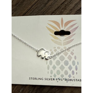 Sterling Silver Elephant Link Anklet Ankle Bracelet 9.5 Inch